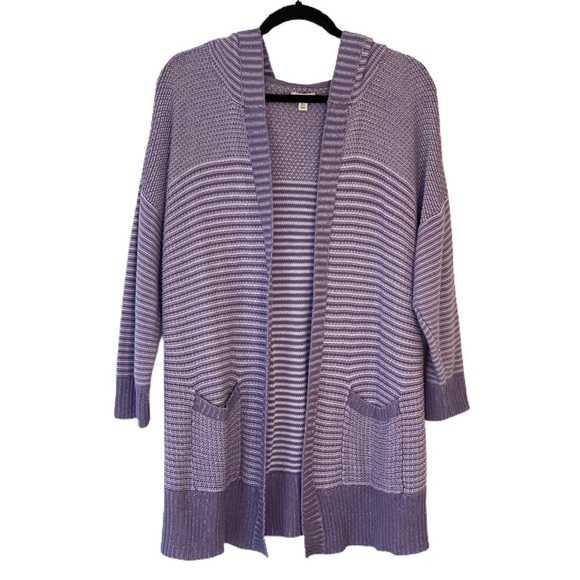 Sonoma Life + Style Purple Striped Hooded Cardigan